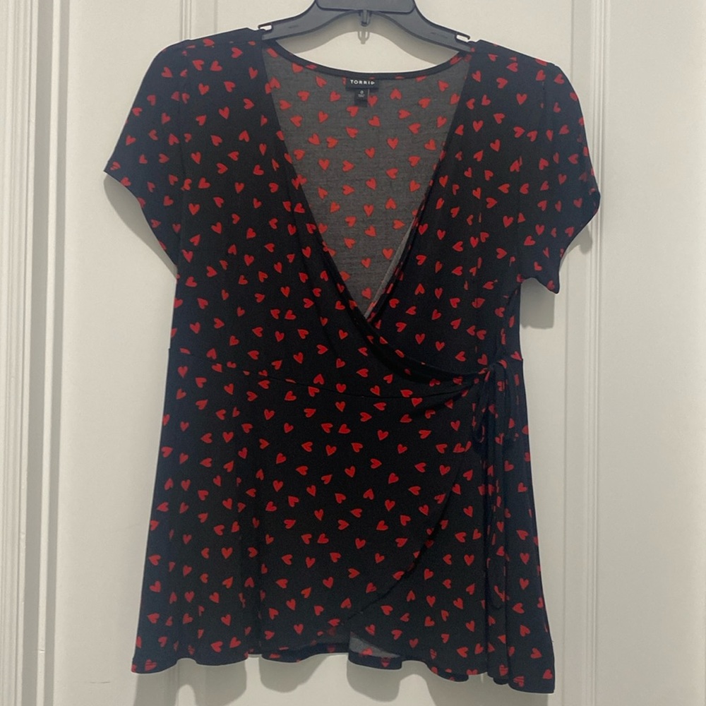Womens Torrid Heart print wrap top - torrid 0